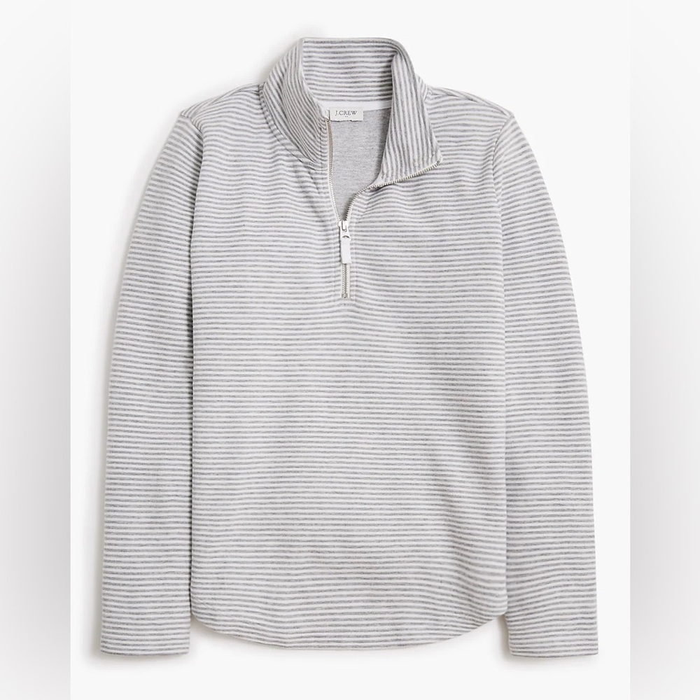 JCrew Striped Terry Half-Zip Pullover